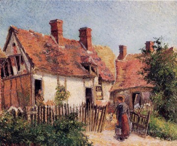  antigua Pintura - Casas antiguas en eragny 1884 Camille Pissarro
